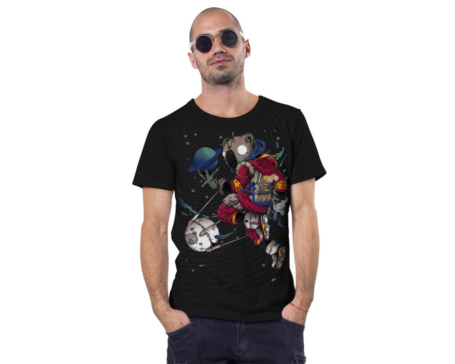 men black psychedelic koala t-shirt